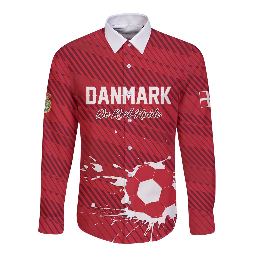Custom Football 2026 Denmark Long Sleeve Button Shirt Danish Dynamite Go