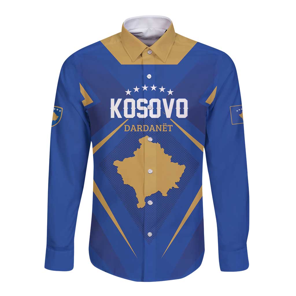 Custom Football 2026 Kosovo Long Sleeve Button Shirt Dardanet Go Glory