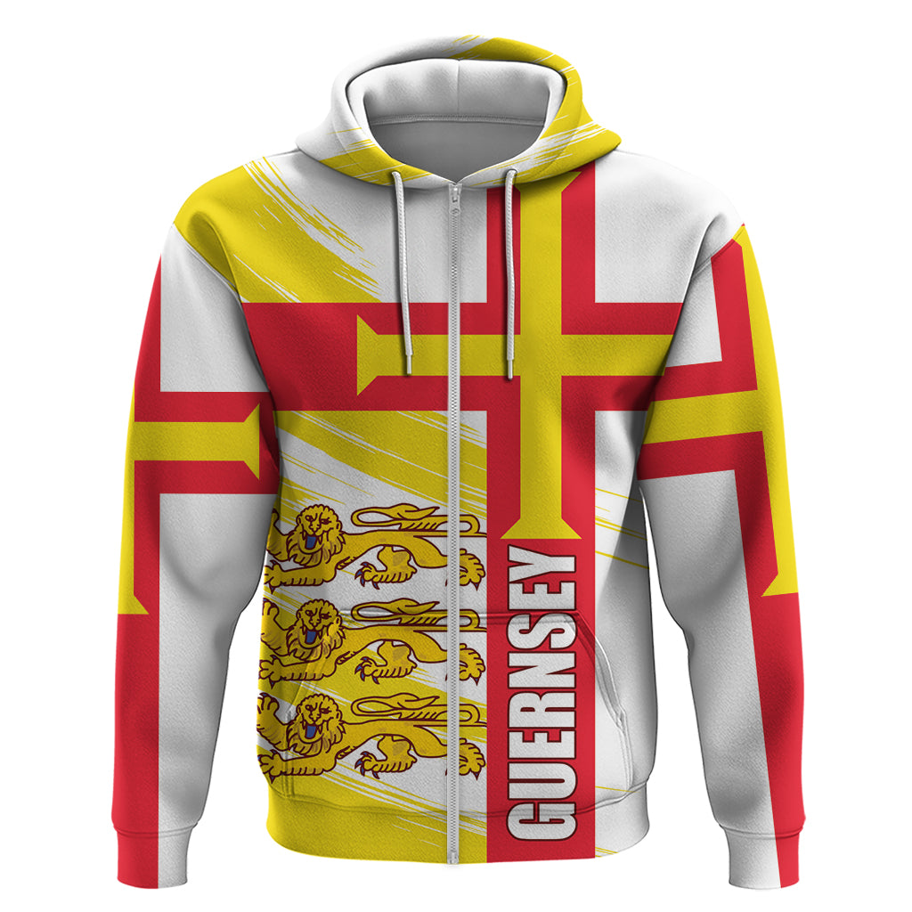 Guernsey Liberation Day Zip Hoodie Guernesi Three Lion - Wonder Print Shop