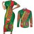 Turkmenistan Flag Day Couples Matching Short Sleeve Bodycon Dress and Long Sleeve Button Shirt Turkmenistan Bitaraplygyn watanydyr - Wonder Print Shop