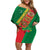 Turkmenistan Flag Day Family Matching Off Shoulder Short Dress and Hawaiian Shirt Turkmenistan Bitaraplygyn watanydyr - Wonder Print Shop