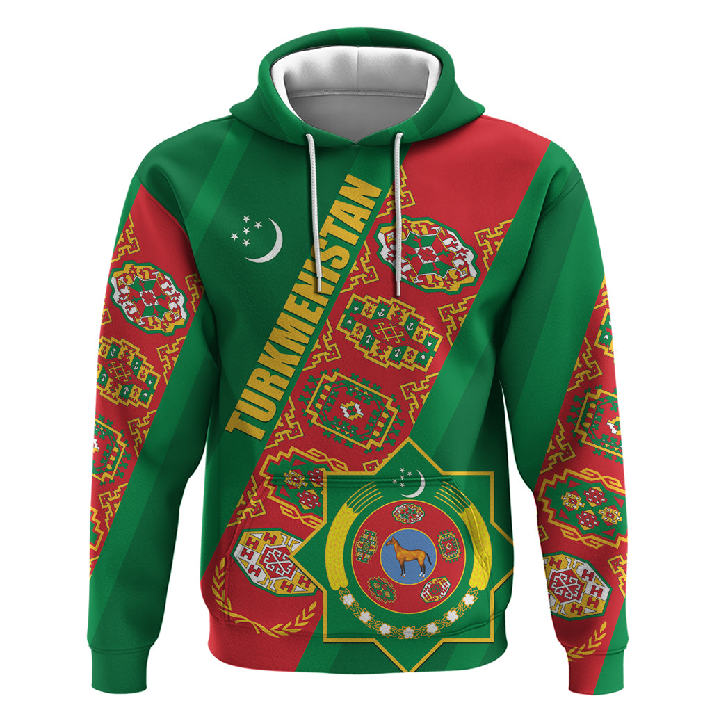 Turkmenistan Flag Day Hoodie Turkmenistan Bitaraplygyn watanydyr - Wonder Print Shop