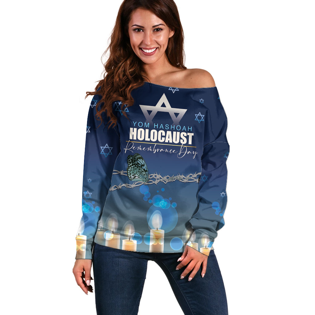 Yom HaShoah 2024 Off Shoulder Sweater Holocaust Remembrance Day - Wonder Print Shop