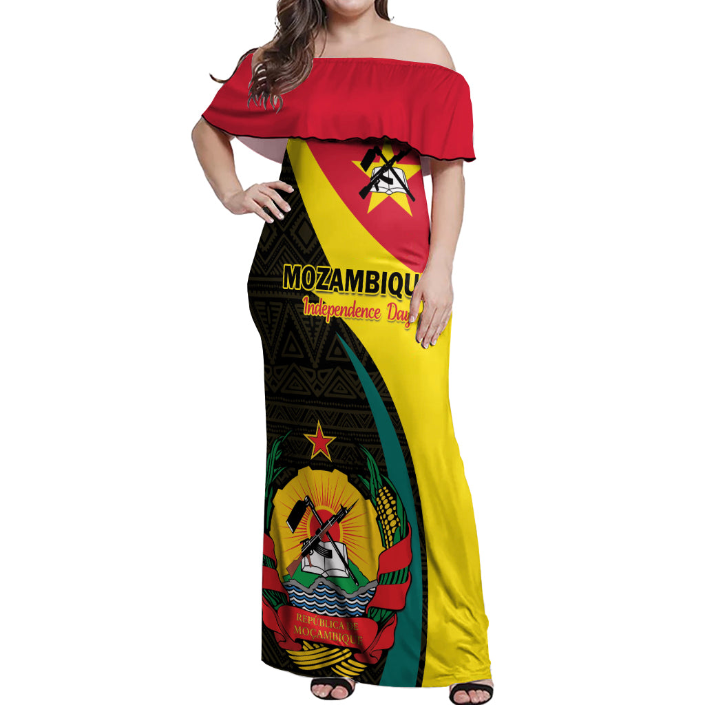 Mozambique Independence Day Off Shoulder Maxi Dress Muzambhiki 1975 Anniversary - Wonder Print Shop