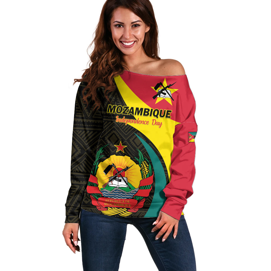 Mozambique Independence Day Off Shoulder Sweater Muzambhiki 1975 Anniversary - Wonder Print Shop