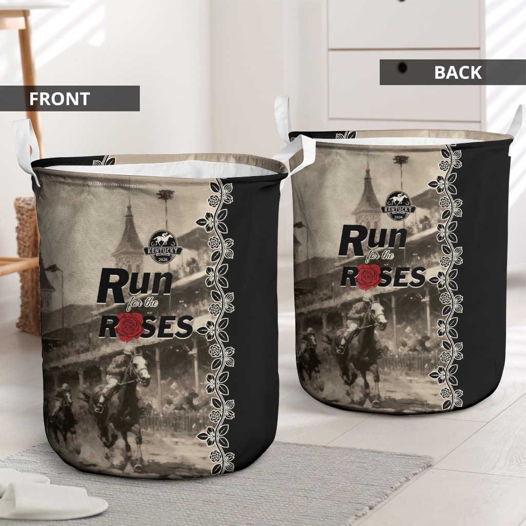 Kentucky Run For The Rose Laundry Basket Beige Rose Floral