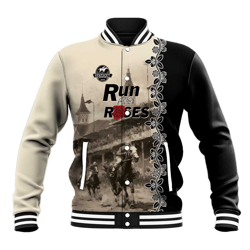 Personalized Kentucky Run For The Rose Baseball Jacket Beige Rose Floral