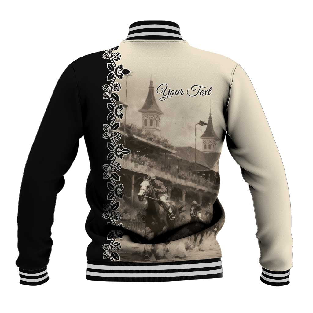 Personalized Kentucky Run For The Rose Baseball Jacket Beige Rose Floral