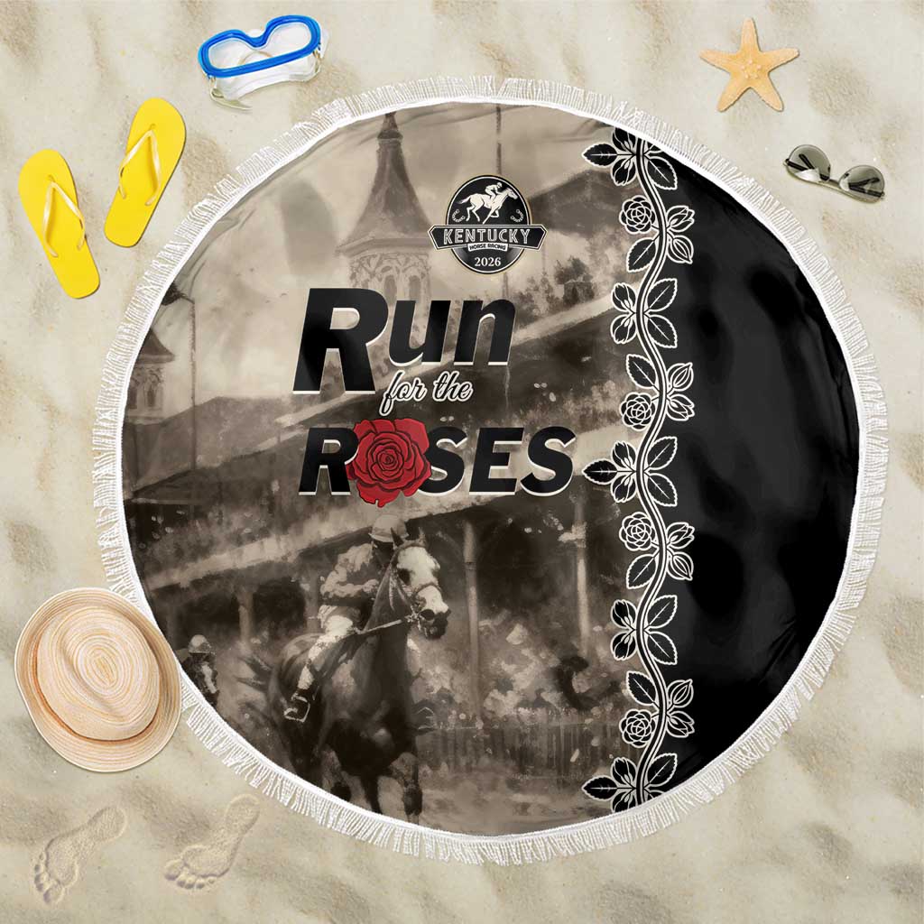 Kentucky Run For The Rose Beach Blanket Beige Rose Floral