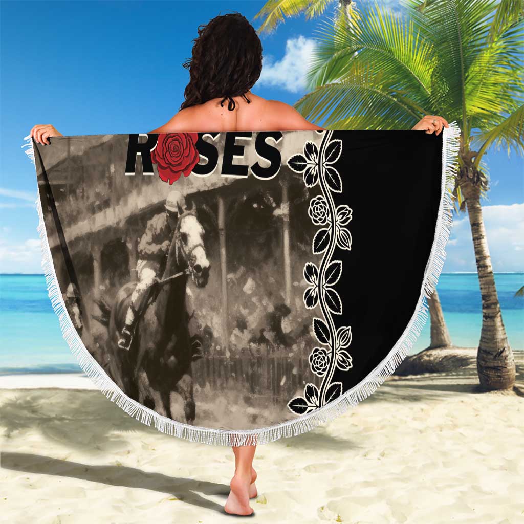 Kentucky Run For The Rose Beach Blanket Beige Rose Floral