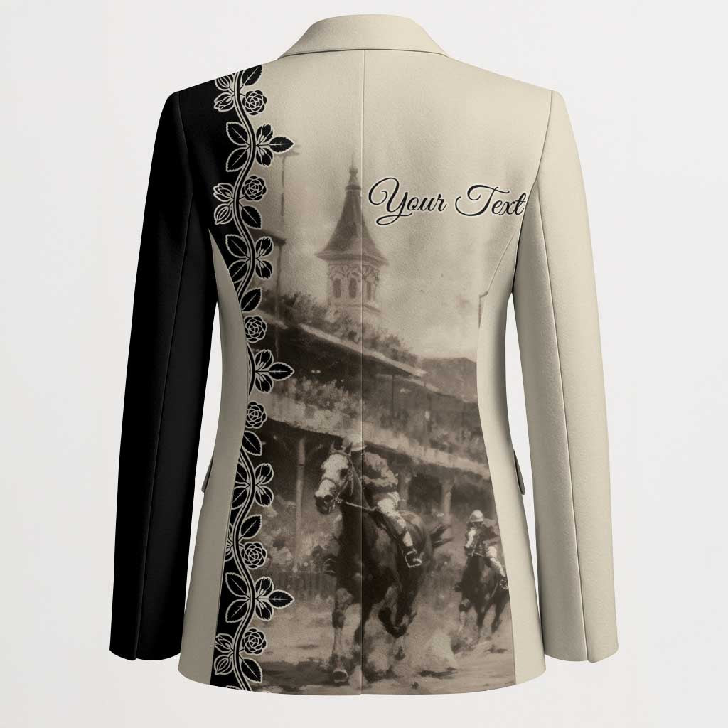 Personalized Kentucky Run For The Rose Blazer Beige Rose Floral