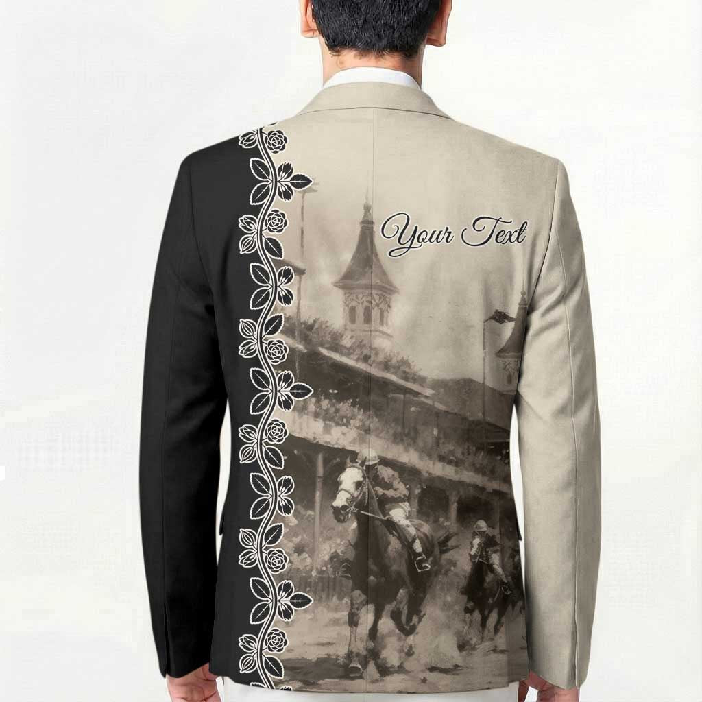 Personalized Kentucky Run For The Rose Blazer Beige Rose Floral