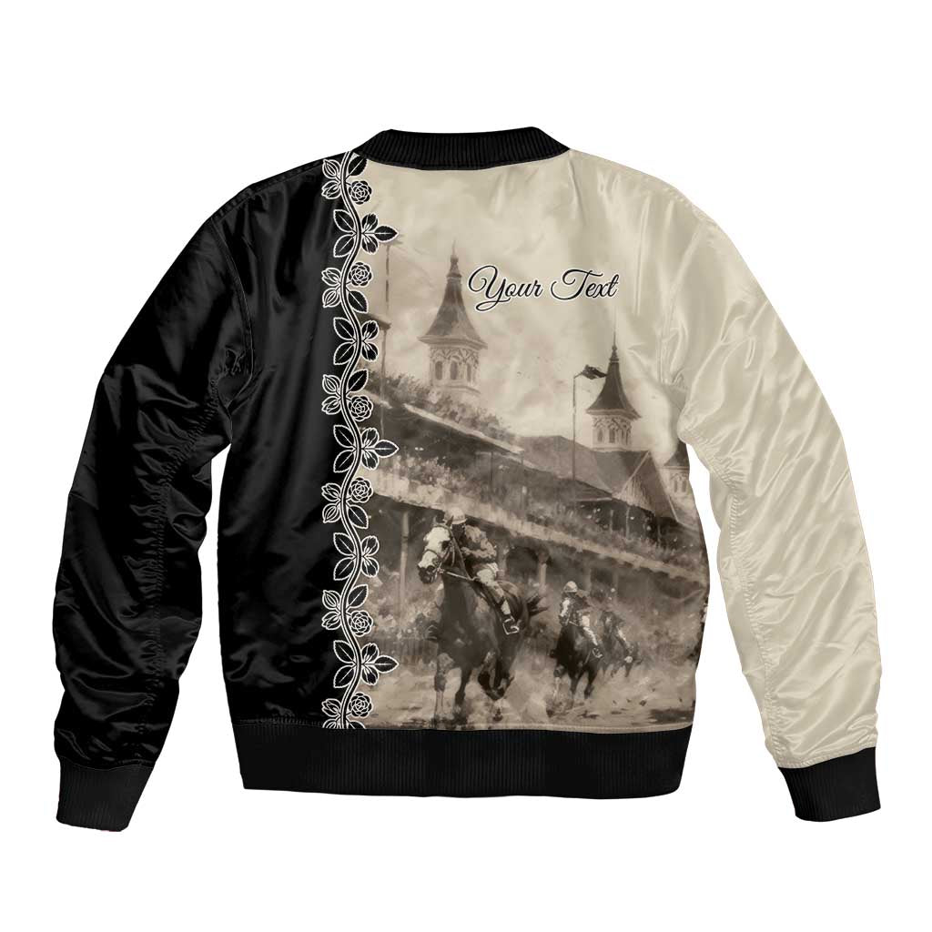 Personalized Kentucky Run For The Rose Bomber Jacket Beige Rose Floral