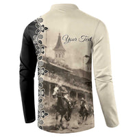 Personalized Kentucky Run For The Rose Button Sweatshirt Beige Rose Floral