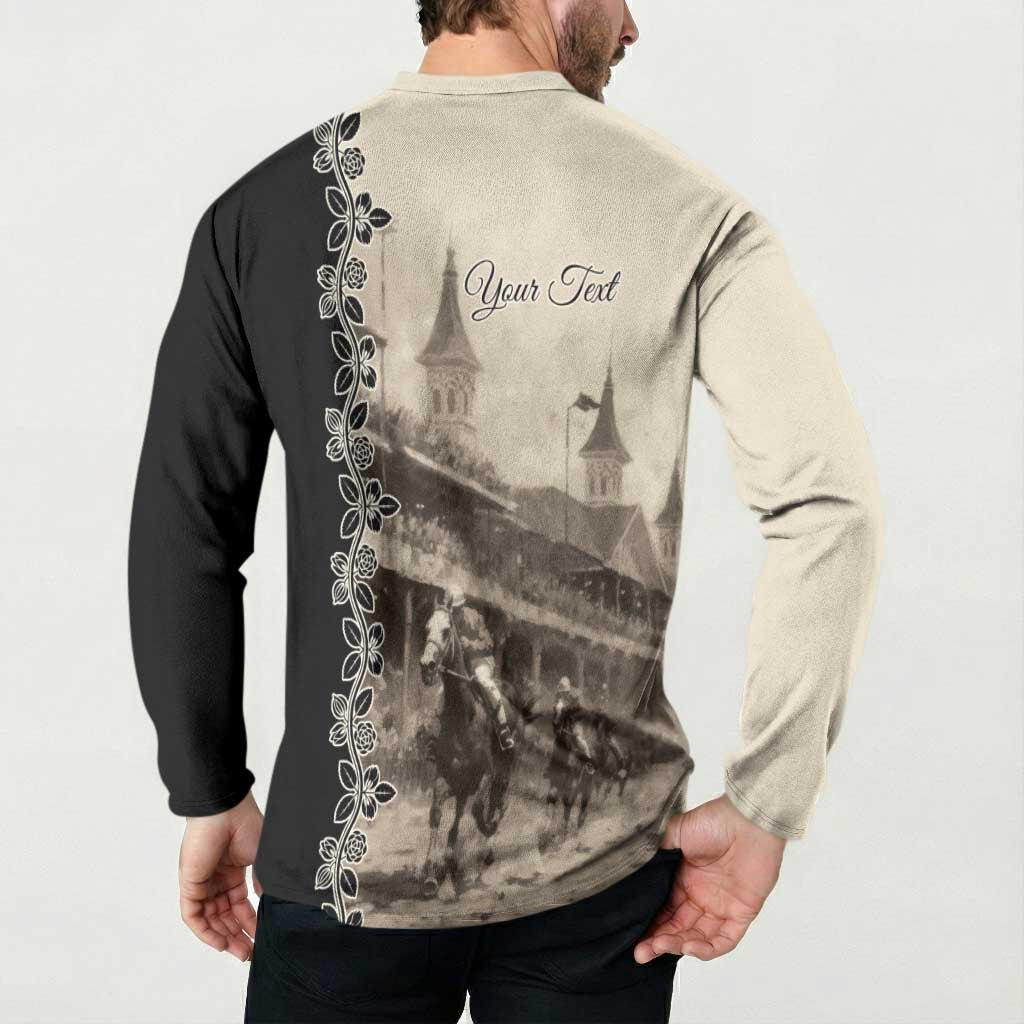 Personalized Kentucky Run For The Rose Button Sweatshirt Beige Rose Floral