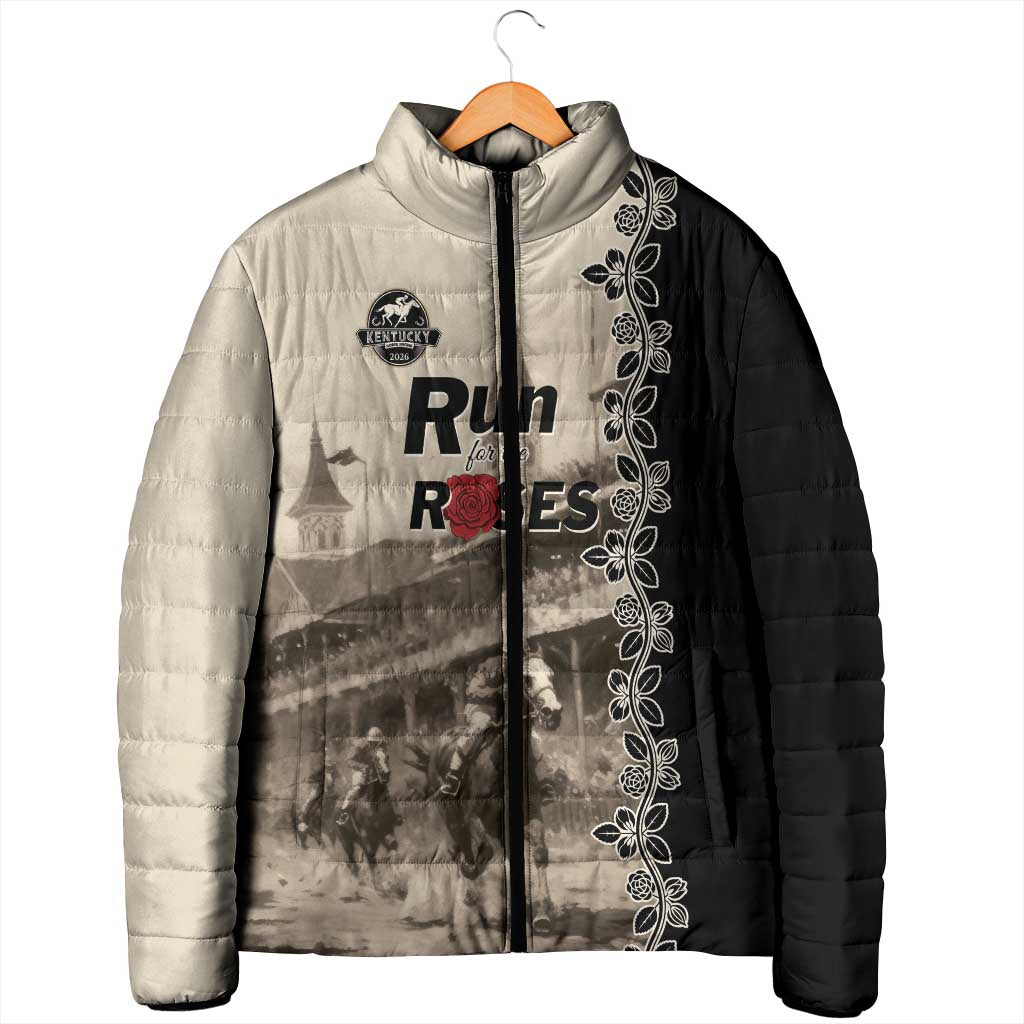 Personalized Kentucky Run For The Rose Padded Jacket Beige Rose Floral