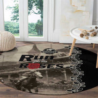 Kentucky Run For The Rose Round Carpet Beige Rose Floral