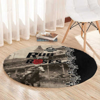 Kentucky Run For The Rose Round Carpet Beige Rose Floral