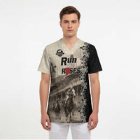 Personalized Kentucky Run For The Rose Scrub Top Beige Rose Floral