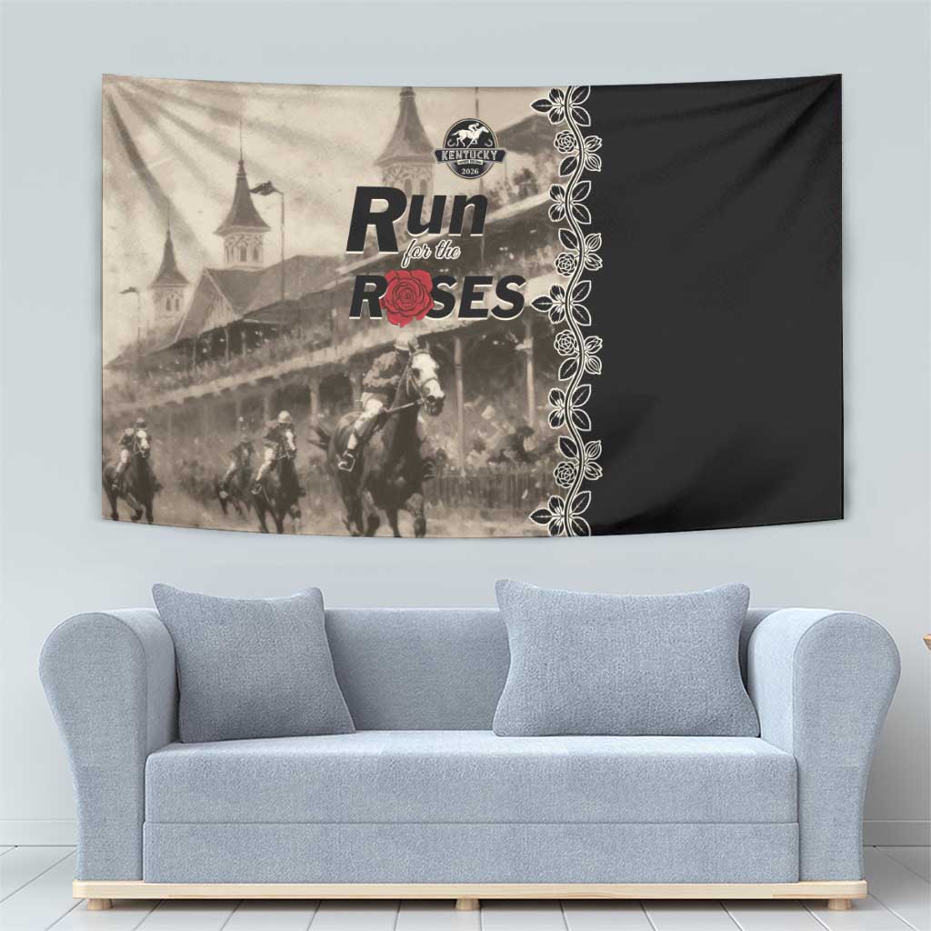 Kentucky Run For The Rose Tapestry Beige Rose Floral