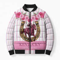 Personalized Kentucky Horse Racing Bomber Puffer Jacket Run For The Rose