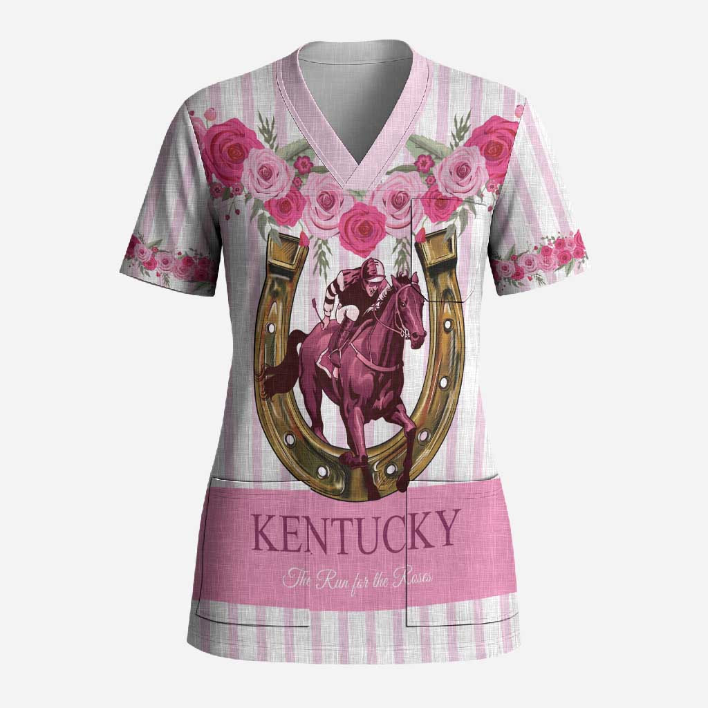 Personalized Kentucky Horse Racing Scrub Top Run For The Rose