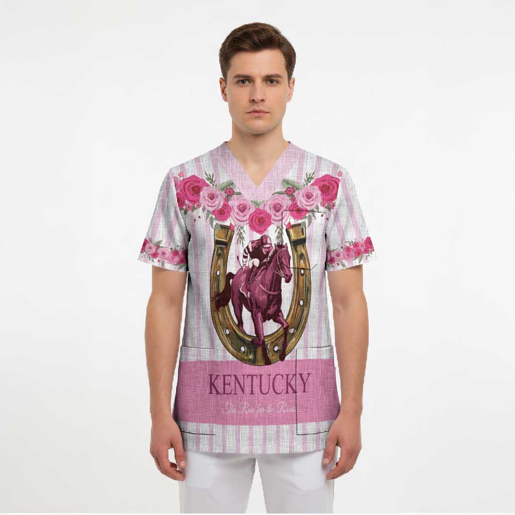 Personalized Kentucky Horse Racing Scrub Top Run For The Rose