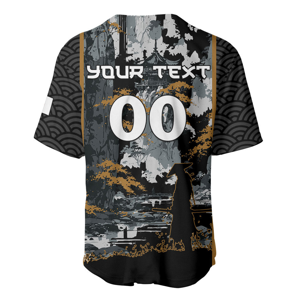 Custom Baseball Japan Samurai Baseball Jersey Black Grunge Vintage