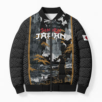 Custom Baseball Japan Samurai Bomber Puffer Jacket Black Grunge Vintage
