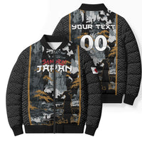 Custom Baseball Japan Samurai Bomber Puffer Jacket Black Grunge Vintage