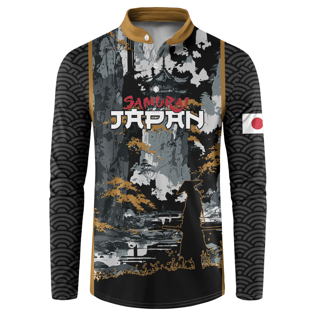Custom Baseball Japan Samurai Button Sweatshirt Black Grunge Vintage