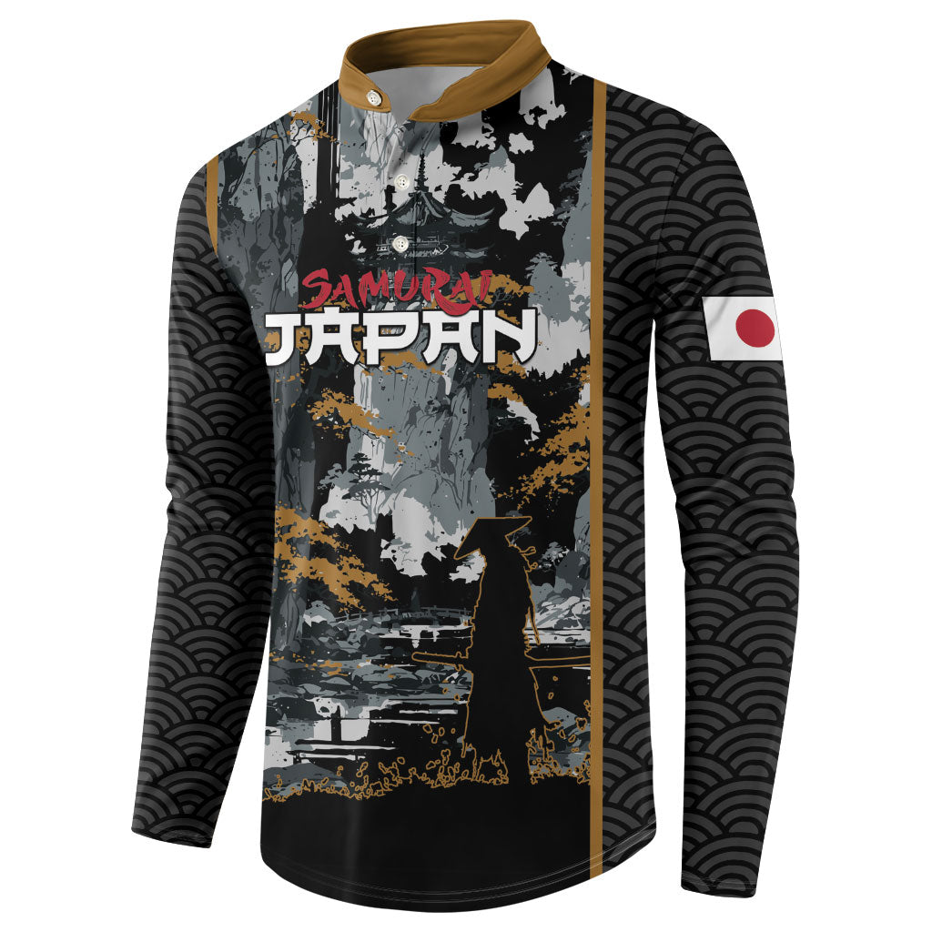 Custom Baseball Japan Samurai Button Sweatshirt Black Grunge Vintage