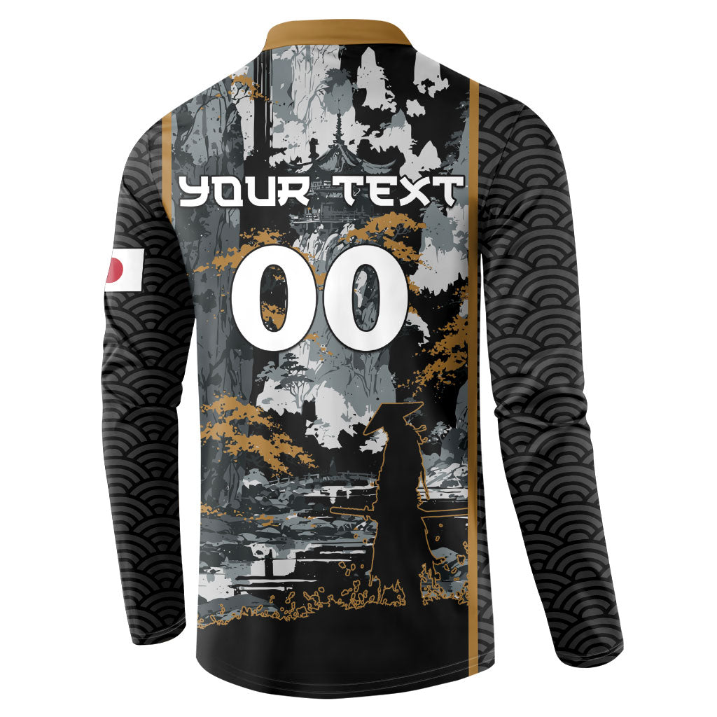 Custom Baseball Japan Samurai Button Sweatshirt Black Grunge Vintage