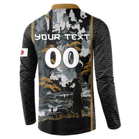 Custom Baseball Japan Samurai Button Sweatshirt Black Grunge Vintage