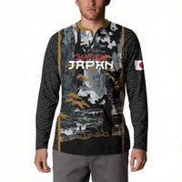 Custom Baseball Japan Samurai Button Sweatshirt Black Grunge Vintage