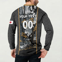 Custom Baseball Japan Samurai Button Sweatshirt Black Grunge Vintage