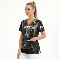 Custom Baseball Japan Samurai Scrub Top Black Grunge Vintage