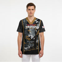 Custom Baseball Japan Samurai Scrub Top Black Grunge Vintage