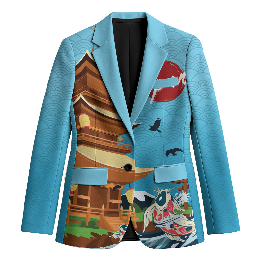 Japan Land Of The Rising Sun Blazer Japanese Pagoda Koi Fish