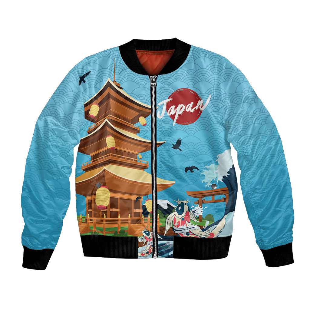 Japan Land Of The Rising Sun Bomber Jacket Japanese Pagoda Koi Fish