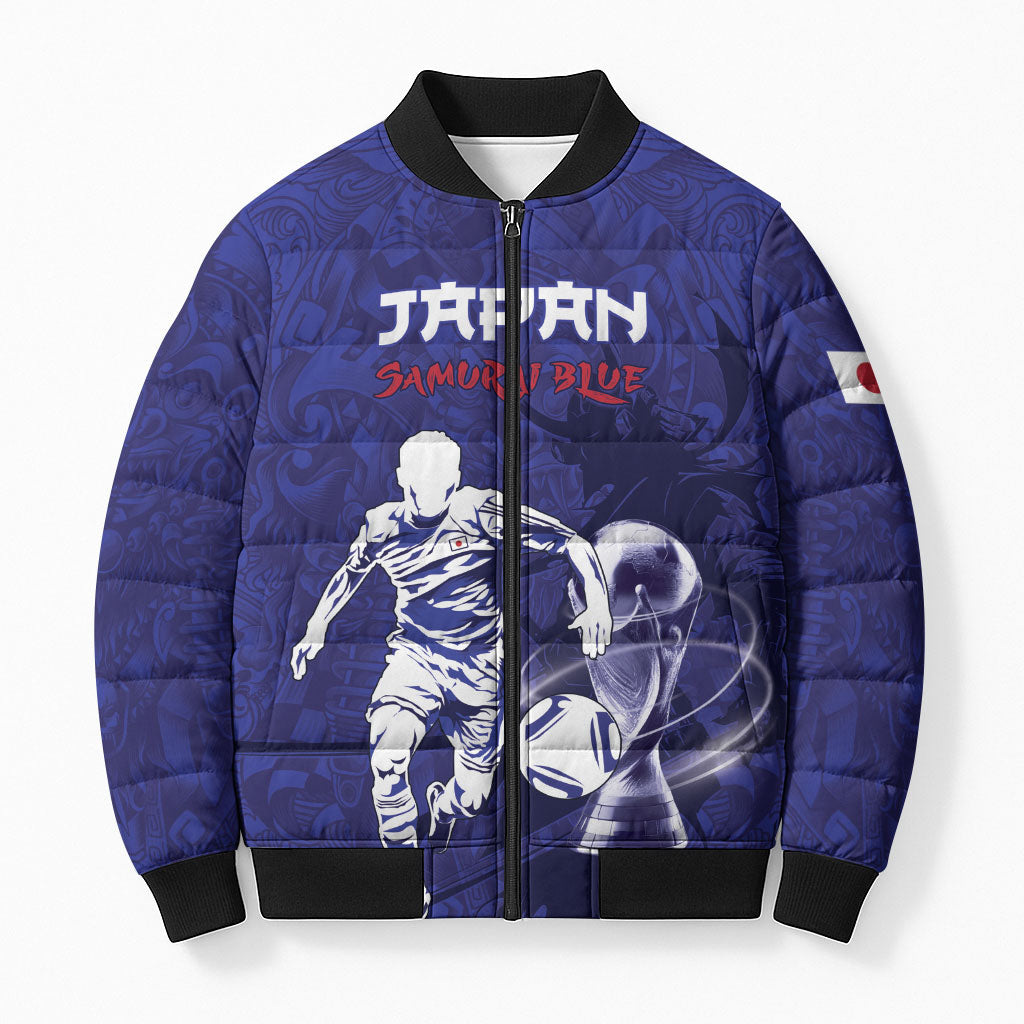 Custom Japan Samurai Blue 2026 Football Bomber Puffer Jacket Go Champion