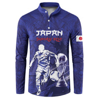 Custom Japan Samurai Blue 2026 Football Button Sweatshirt Go Champion