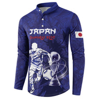 Custom Japan Samurai Blue 2026 Football Button Sweatshirt Go Champion