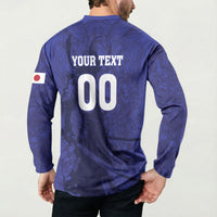 Custom Japan Samurai Blue 2026 Football Button Sweatshirt Go Champion