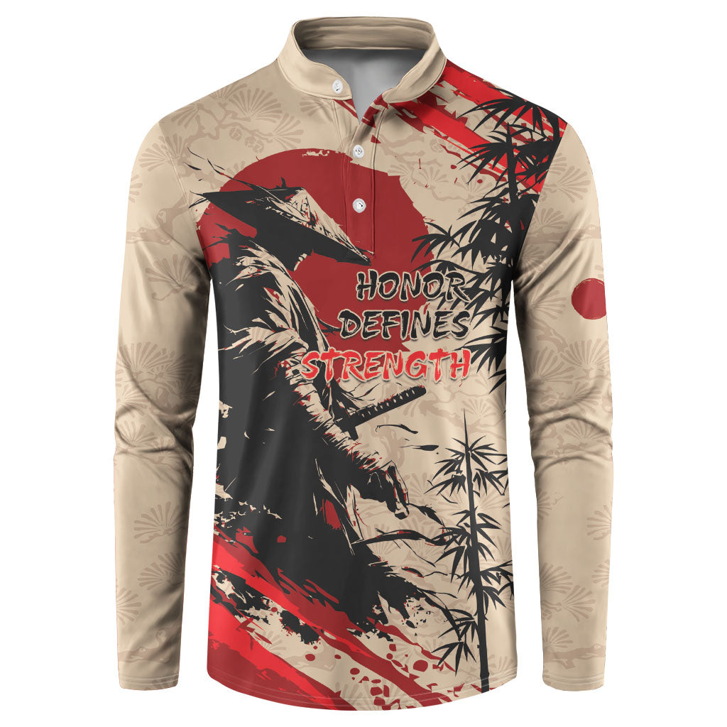 Personalised Japan Samurai Vintage Button Sweatshirt Honor Defines Strength