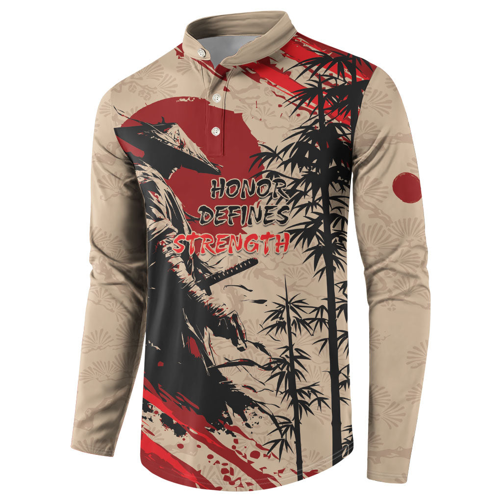 Personalised Japan Samurai Vintage Button Sweatshirt Honor Defines Strength