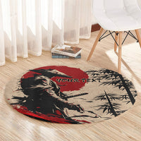 Personalised Japan Samurai Vintage Round Carpet Honor Defines Strength