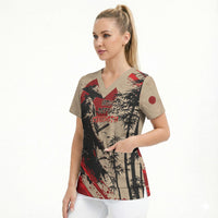 Personalised Japan Samurai Vintage Scrub Top Honor Defines Strength