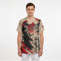 Personalised Japan Samurai Vintage Scrub Top Honor Defines Strength