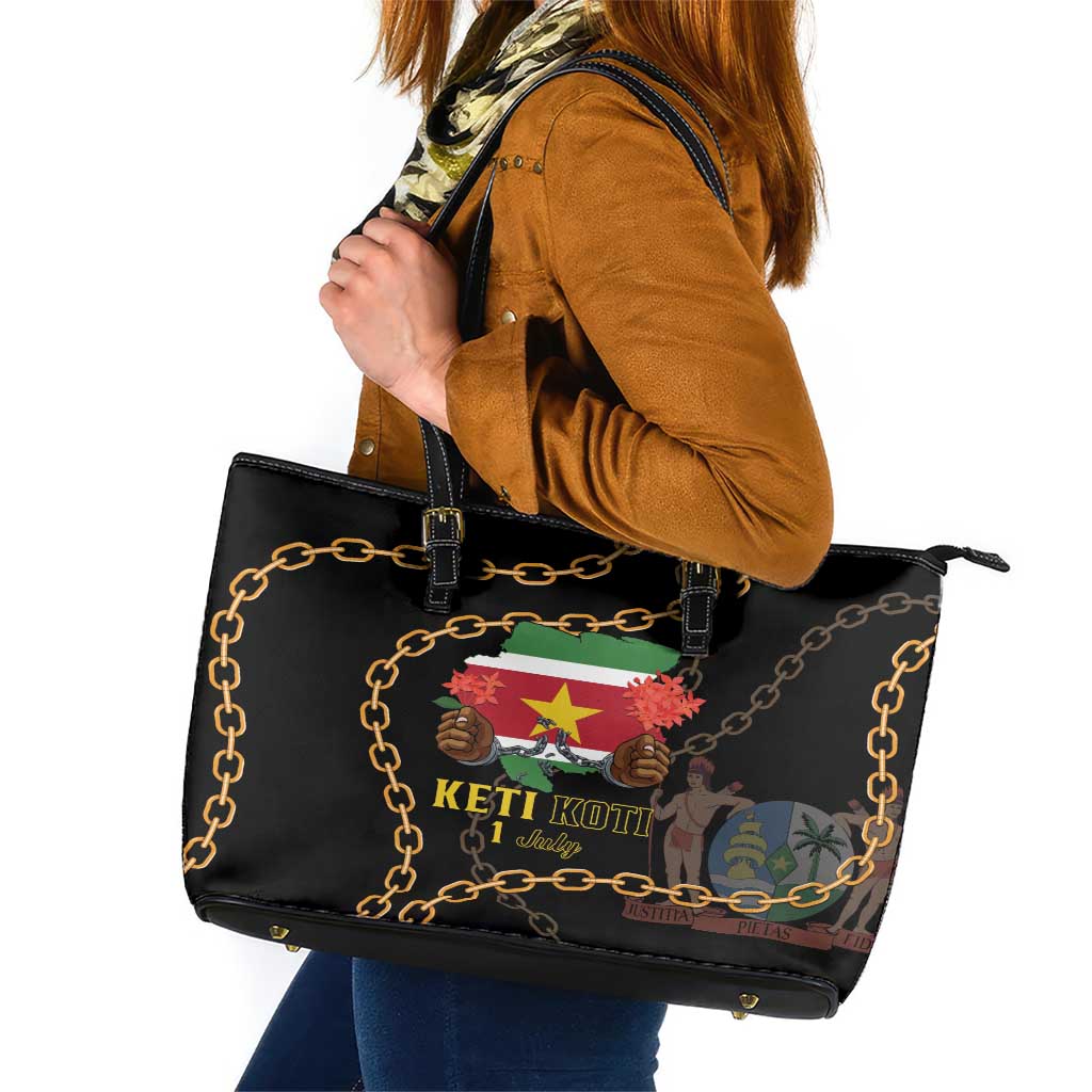 Suriname Keti Koti Leather Tote Bag Kettingsnijden Prisiri Manspasi - Wonder Print Shop